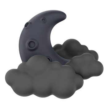 Cloudy moon night without stars 3d render weather icons set png