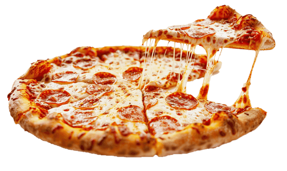 A Cheesy Delicious Pizza With Tasty Pepperoni on a Transparent Background, . png