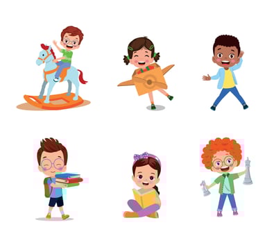 illustration of students in different postures vector