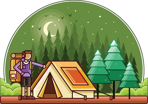 Camping Graphics Line Illustration vector