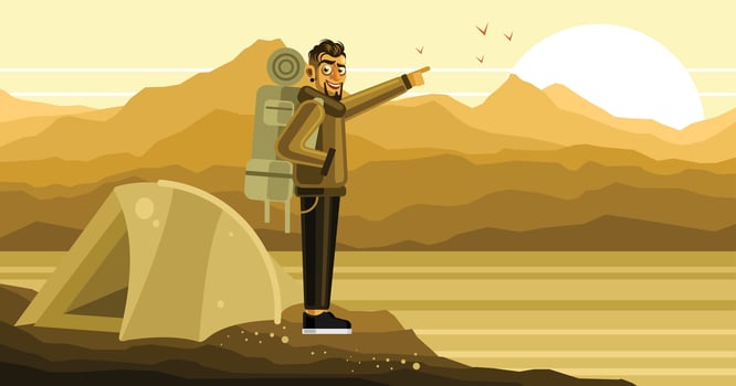 Camping and Watching the Sunrise Illustration vector