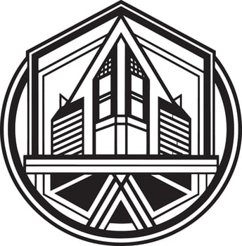 real estate building logo illustration black and white vector