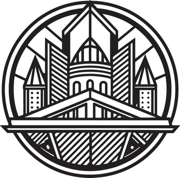 real estate building logo illustration black and white vector