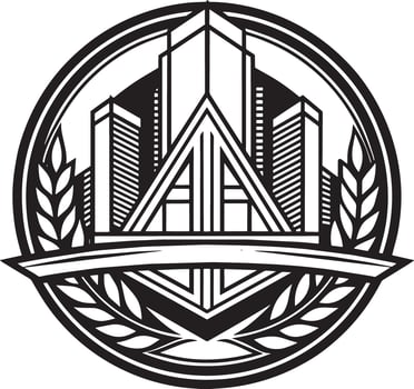 real estate building logo illustration black and white vector