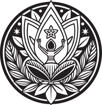 wellness and mditation logo design black and white illustraton vector
