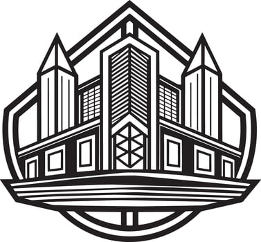 real estate building logo illustration black and white vector