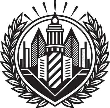 real estate building logo illustration black and white vector