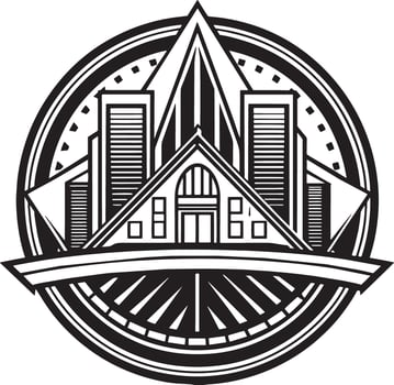real estate building logo illustration black and white vector