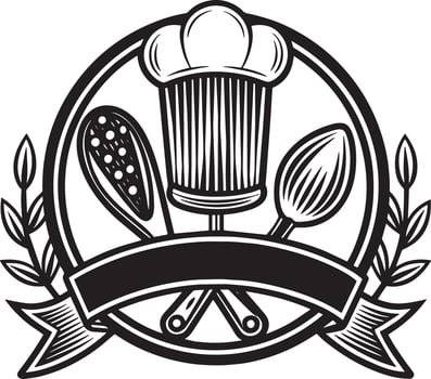 kitchen logo Design black and white illustration vector