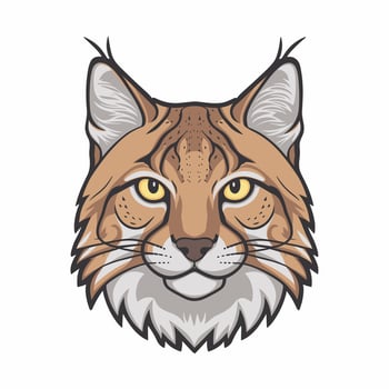 Bobcat is a wild cat. flat illustration of animal isolated on white background. vector