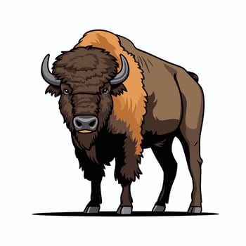 bison flat illustration on white background vector