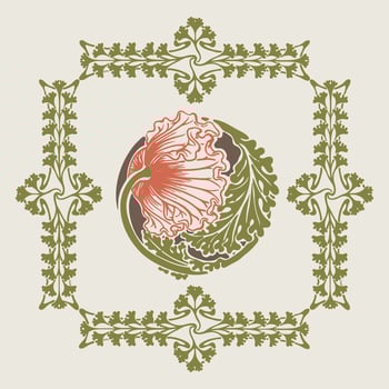 Art Nouveau flower botanical decorative frames background illustration vector