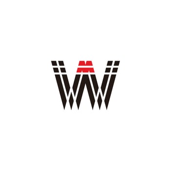letter w pencil shapes stripes logo vector