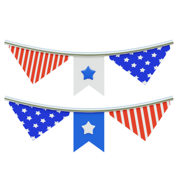 Flags Ornament 3D Icon. American Independence Day png