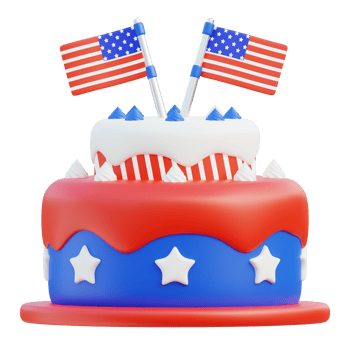 Cake 3D Icon. American Independence Day png