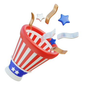 Confetti 3D Icon. American Independence Day png