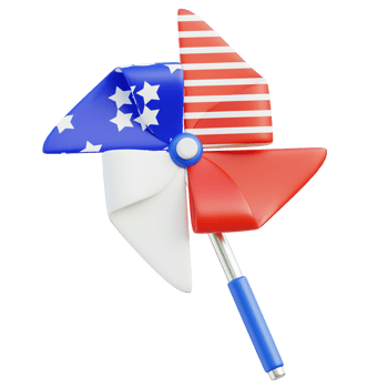 Pinwheel 3D Icon. American Independence Day png