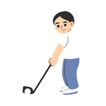 Boy playing golf illustration png