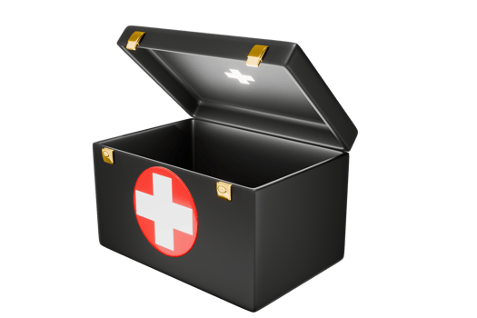 Box or bag for emergency medical equipment, hospital, medicine aid, medic, pharmacy, 3D illustration Separate on background - clipping path png