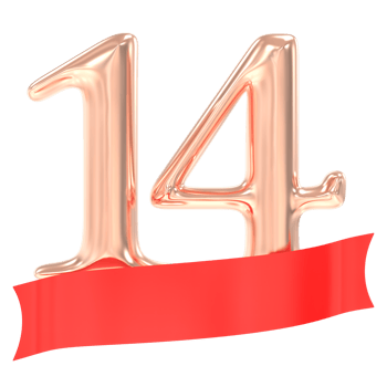 Happy Anniversary 14 Years 3d Rendering png