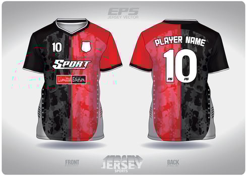 EPS jersey sports shirt .red black oil paint pattern design, illustration, textile background for V-neck sports t-shirt, football jersey shirt vector