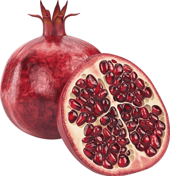 Half Cut Pomegranate fruit isolated on a transparent background png