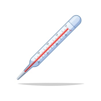 Medical glass mercury thermometer isolated on white background. vector