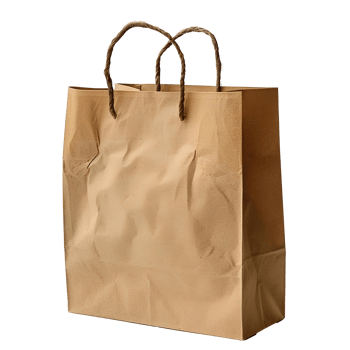Brown paper bag. Paper shopping bag isolated. Zero plastic waste carton shopping bag. Eco friendly substitute to plastic bags png