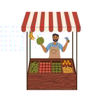 Stall with vegetable. Turkish market. illustration vector