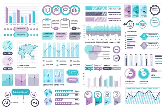 Bundle infographic elements data visualization design template. Can be used for steps, business processes, workflow, diagram, flowchart concept, timeline, marketing icons, info graphics. vector