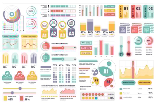 Bundle infographic elements data visualization design template. Can be used for steps, business processes, workflow, diagram, flowchart concept, timeline, marketing icons, info graphics. vector