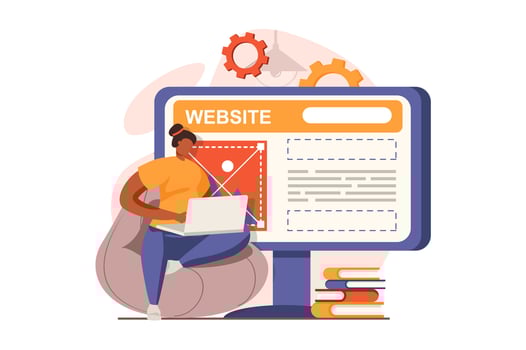 Ui and ux designers web concept in flat design. illustration vector
