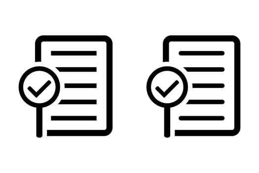 Audit icon. Simple element from audit collection. Document icon with magnifying glass and check mark. vector