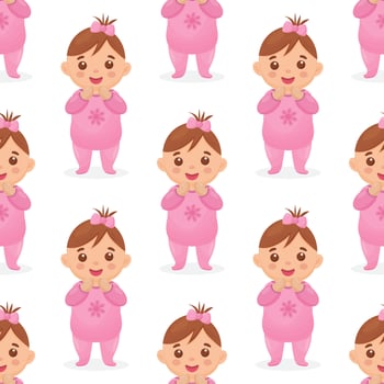 seamless pattern with an image of a baby girl. vector