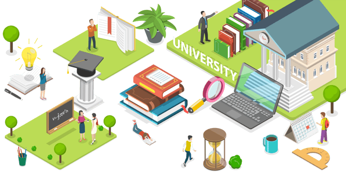 3D Isometric Flat Conceptual Illustration of University Campus png