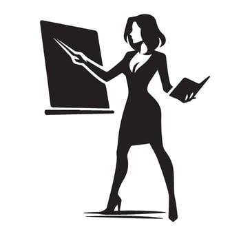 Silhouette of a Female Teacher in Action vector