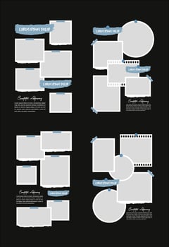 Set Pictures or photos frame collage abstract photo frames and digital photo wall template vector