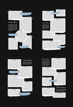 Set Pictures or photos frame collage abstract photo frames and digital photo wall template vector