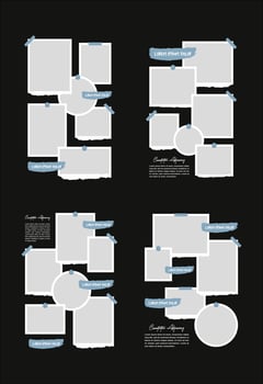 Set Pictures or photos frame collage abstract photo frames and digital photo wall template vector