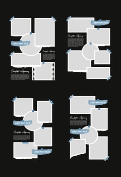 Set Pictures or photos frame collage abstract photo frames and digital photo wall template vector