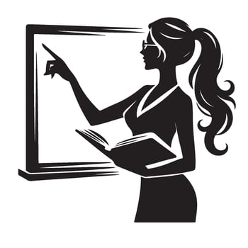 Silhouette of a Female Teacher Teaching vector