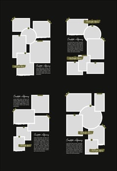 Set Pictures or photos frame collage abstract photo frames and digital photo wall template vector