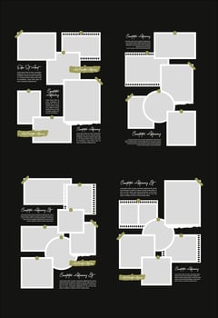 Set Pictures or photos frame collage abstract photo frames and digital photo wall template vector