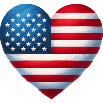 Heart shape with USA flag isolated background png