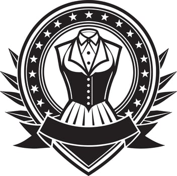 Fashion and dress logo design black and white illustration vector