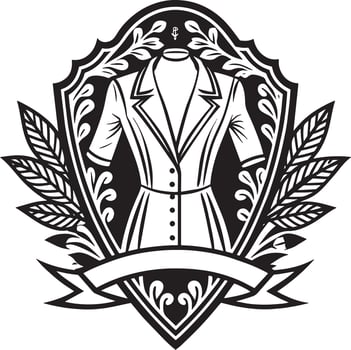 Fashion and dress logo design black and white illustration vector