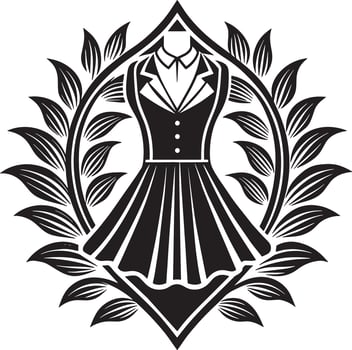 Fashion and dress logo design black and white illustration vector