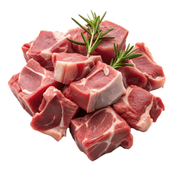 Fresh Raw Lamb Cubes With Rosemary on a Transparent Background png