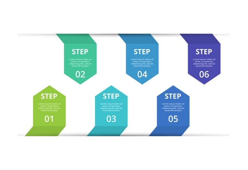 Creative concept for infographic with 6 steps, options, parts or processes. Business data visualization. vector