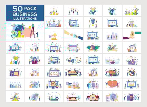 Set Illustration. Business and start up concepts flat people illustrations vector